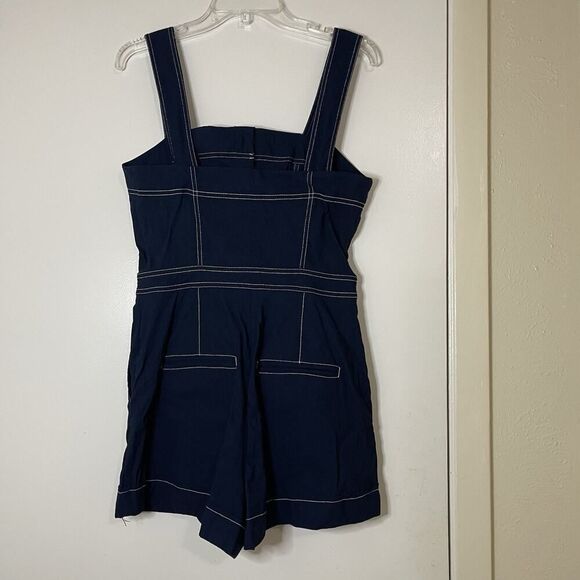 Anthropologie Maeve the colette the portside button-front romper navy blue US 10 - Picture 4 of 7